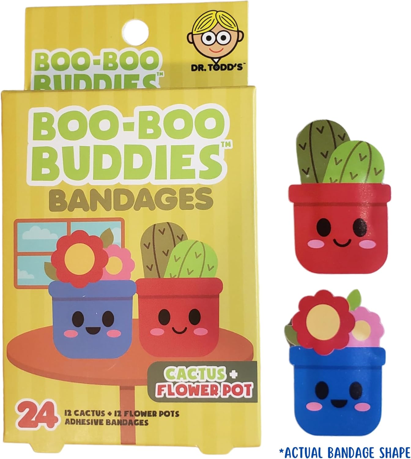 Boo Boo Buddies™ Cactus + Flower Pot & Venus Fly Trap + Fly Bandages Bundle | 48 Ct Fun Shapes for Kids | Waterproof, Latex-Free, Gentle on Sensitive Skin