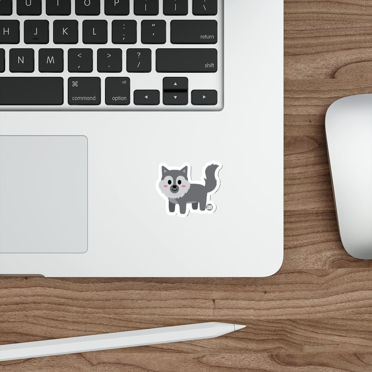 Adorable Cartoon Grey Cat Laptop Sticker Product