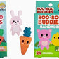 Packaging for Boo Boo Buddies Kids Bandages featuring adorable animal and vegetable shapes, including a bunny and a carrot, a pig and a chick. Each pack shows the bandages in a clear window, with the product name and a count of 24 bandages visible.