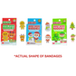 Three packages of holiday-themed bandages designed with characters such as gingerbread men, reindeer, Santa, snowman, and Christmas tree. Each package is labeled 'BOO-BOO BUDDIES BANDAGES' and indicates the number of bandages inside.