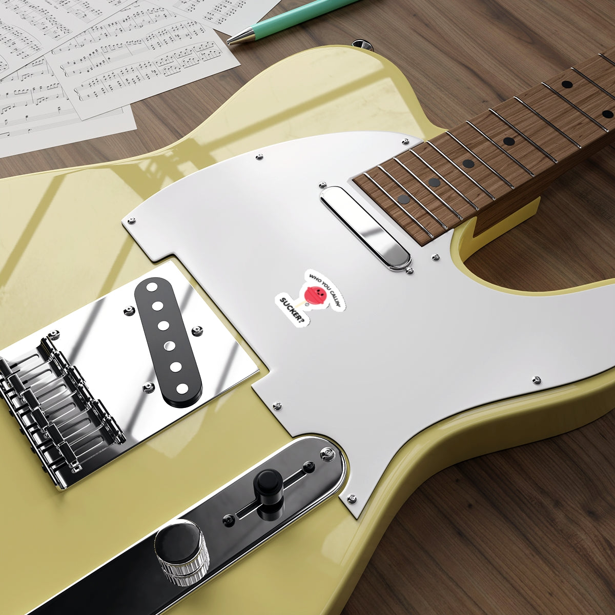 Electric guitar with glossy finish and sleek design