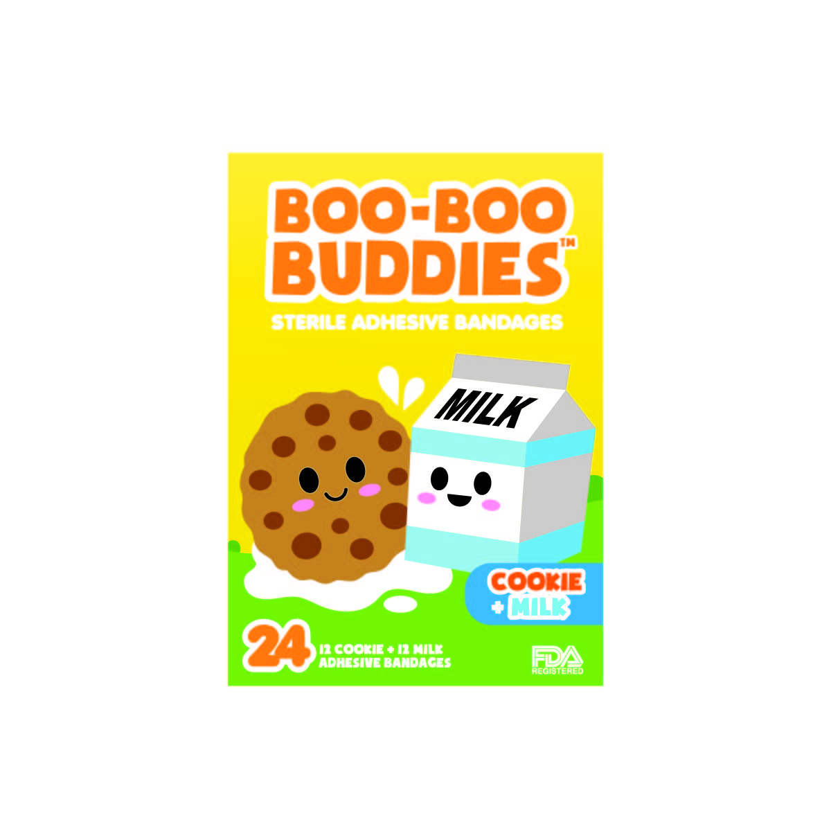Cookie + Milk Bandages for Kids – Waterproof, Latex-Free, 24 Count | Dr. Todd’s Boo-Boo Buddies®