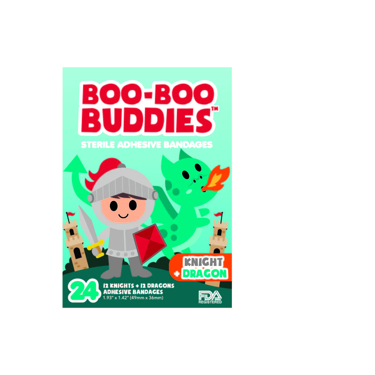 Knight + Dragon Bandages for Kids – Dr. Todd’s Boo-Boo Buddies® | 24 Pack Latex-Free