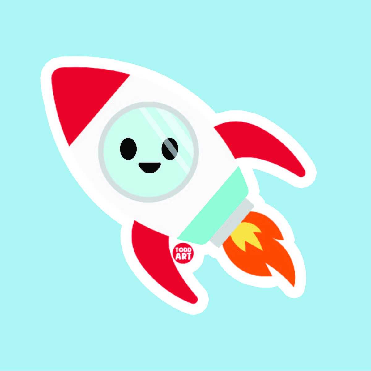 Rocketship - 3" Art Sticker