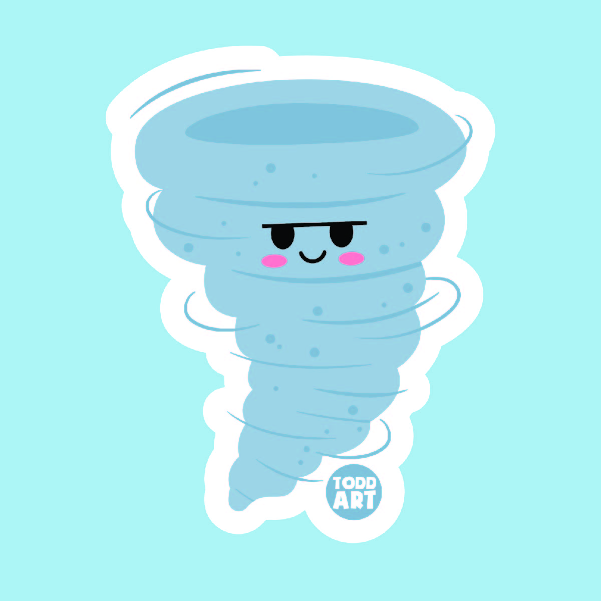 Boo Boo Buddies™ Tornado Sticker – Playful Kawaii Vinyl Design, Waterproof 3″