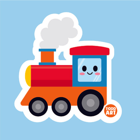 Boo Boo Buddies™ Train Sticker – Adorable Kawaii Vinyl Sticker, Waterproof Glossy 3″ Die‑Cut