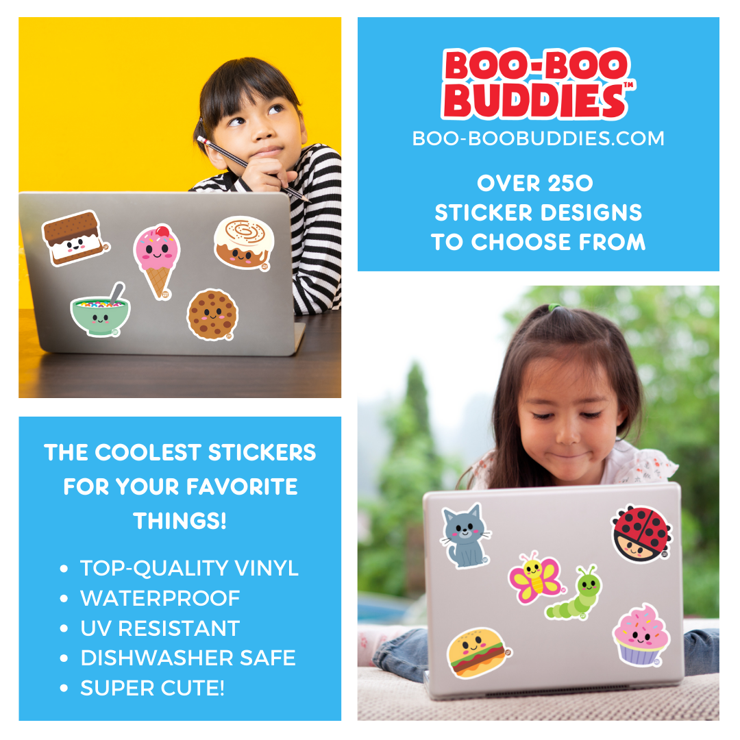 Boo Boo Buddies™ Tricycle Sticker – Cute Kawaii Vinyl Sticker, Waterproof Glossy 3″ Die‑Cut