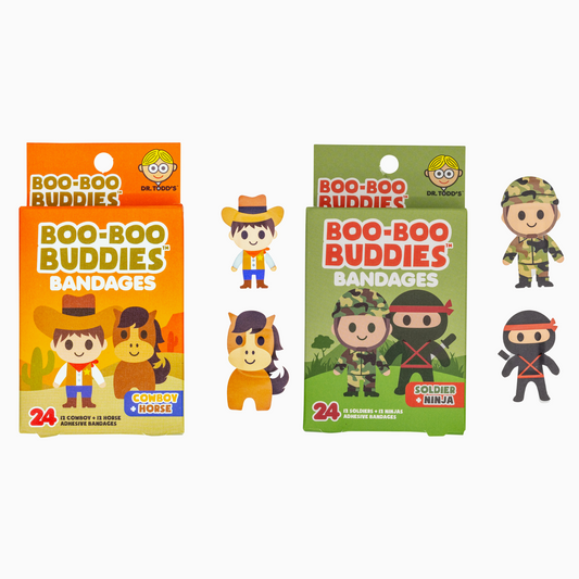 2-Pack Horse & Cowboy + Soldier & Ninja Bandages – Fun Shapes for Kids, 24-Pack Bandages