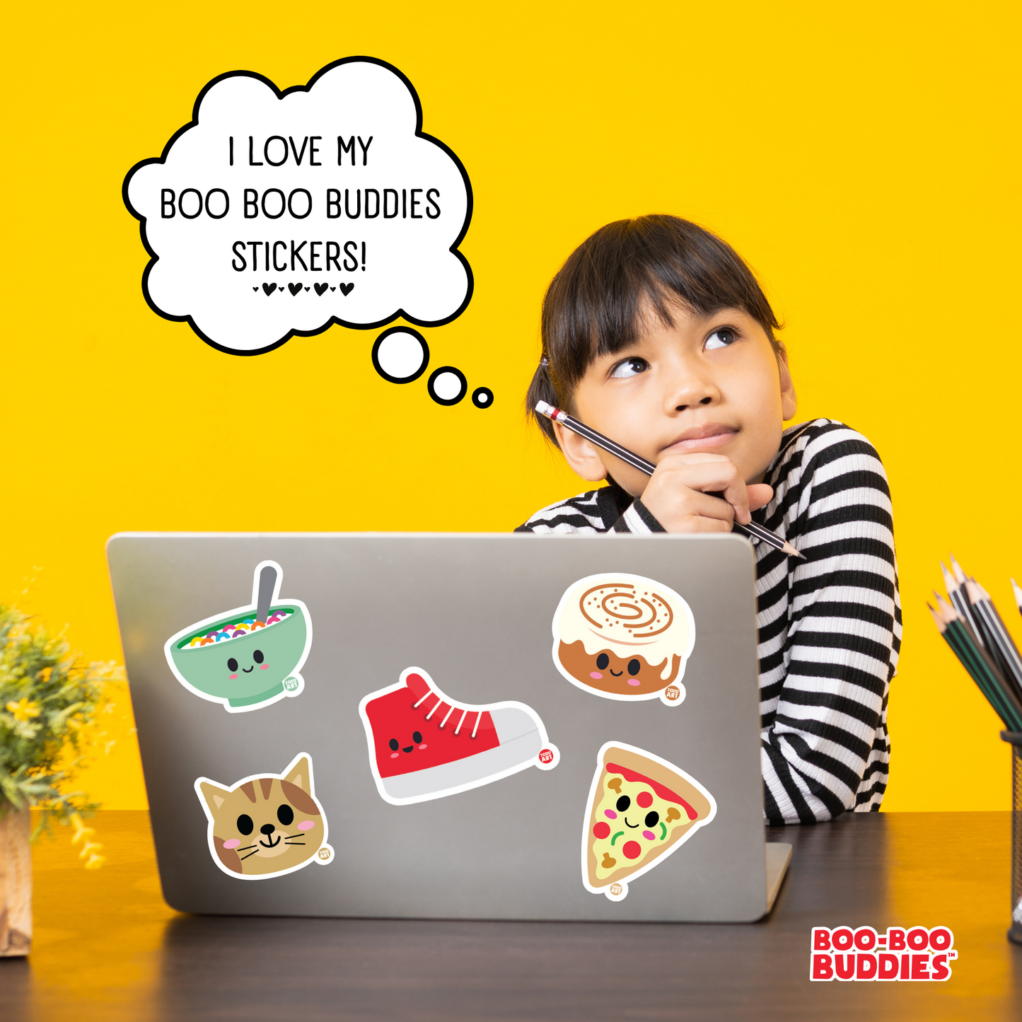 Boo Boo Buddies™ Tricycle Sticker – Cute Kawaii Vinyl Sticker, Waterproof Glossy 3″ Die‑Cut