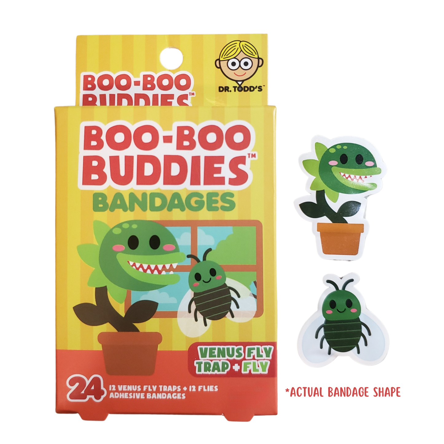 Venus Fly Trap &  Fly Bandages for Kids – Waterproof, Latex-Free, 24 Count | Dr. Todd’s Boo-Boo Buddies®