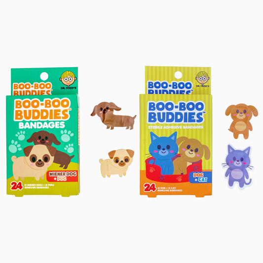 48-Pack Wiener Dog + Pug Bandages & 24-Pack Dog + Cat Bandages | Fun, Waterproof, Latex-Free