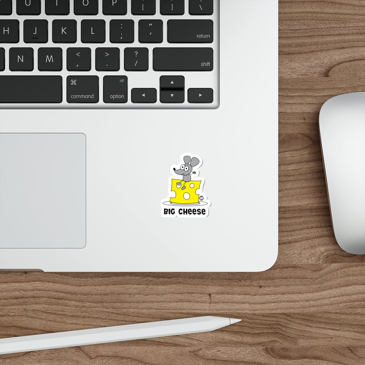 Cute Mouse with Cheese Laptop Sticker for All Ages