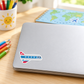 Boo Boo Buddies airplane sticker on a silver laptop