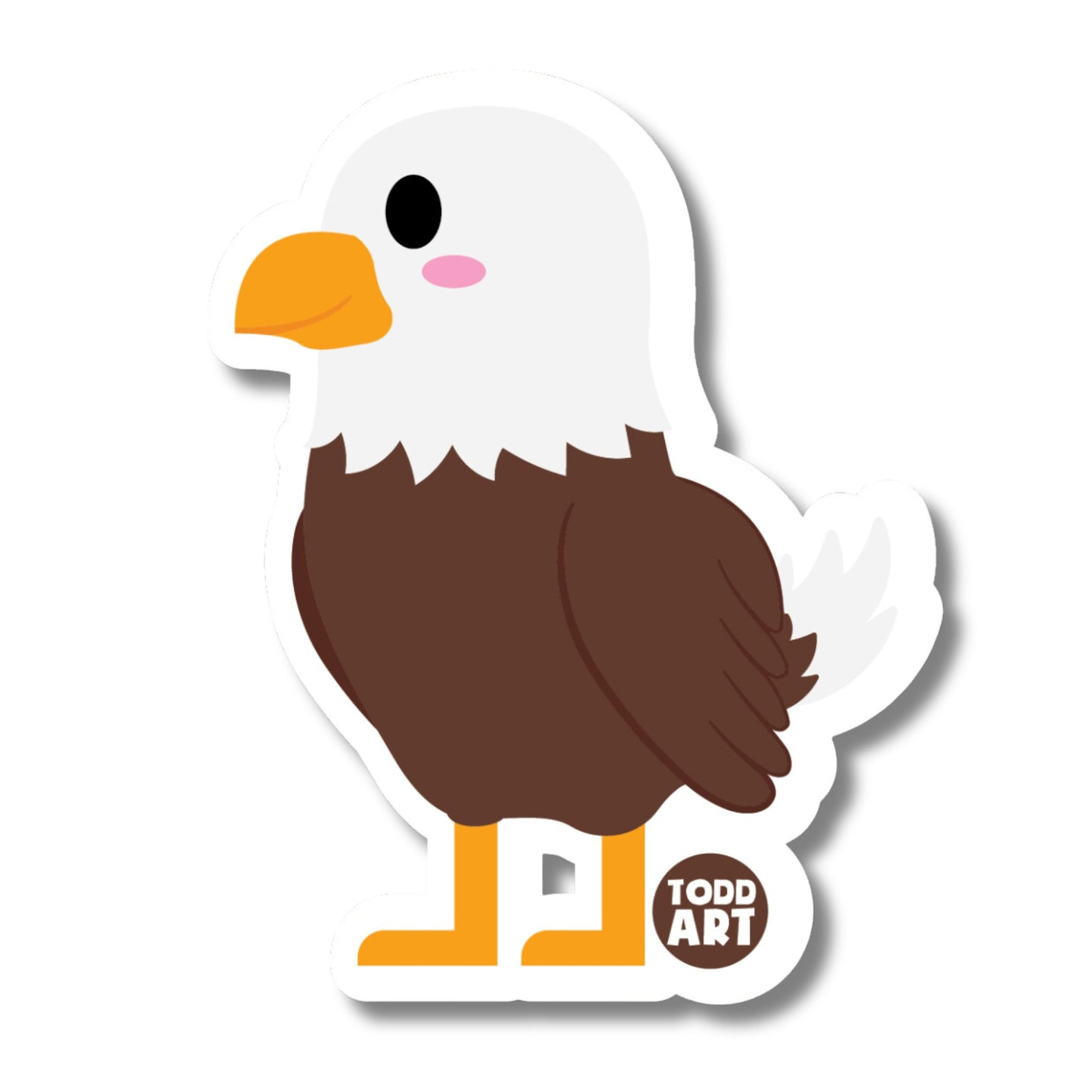 Bald eagle cartoon sticker with yellow beak and white head – patriotic vinyl sticker from Boo Boo Buddies

