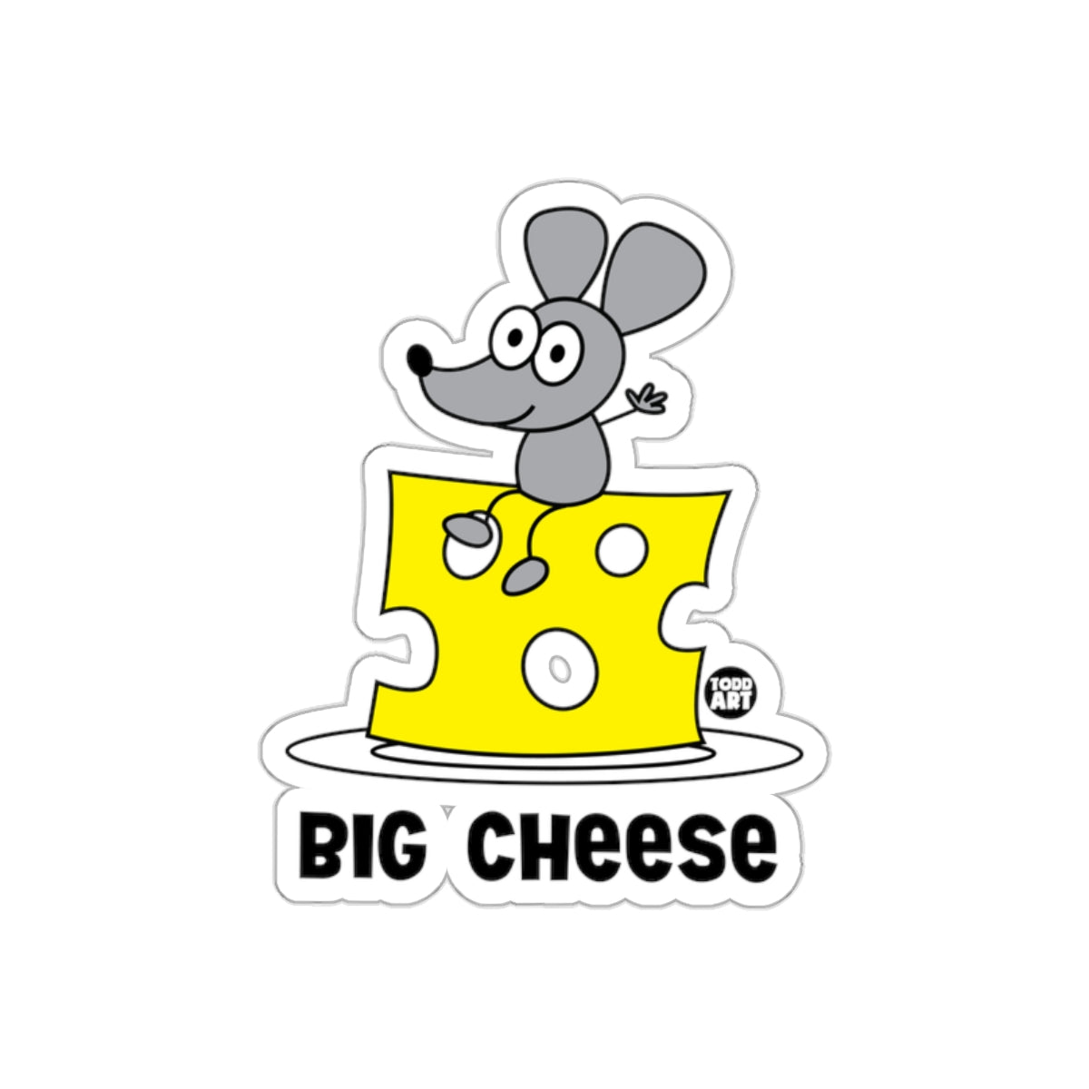 Cute Cartoon Mouse with Big Cheese Sticker