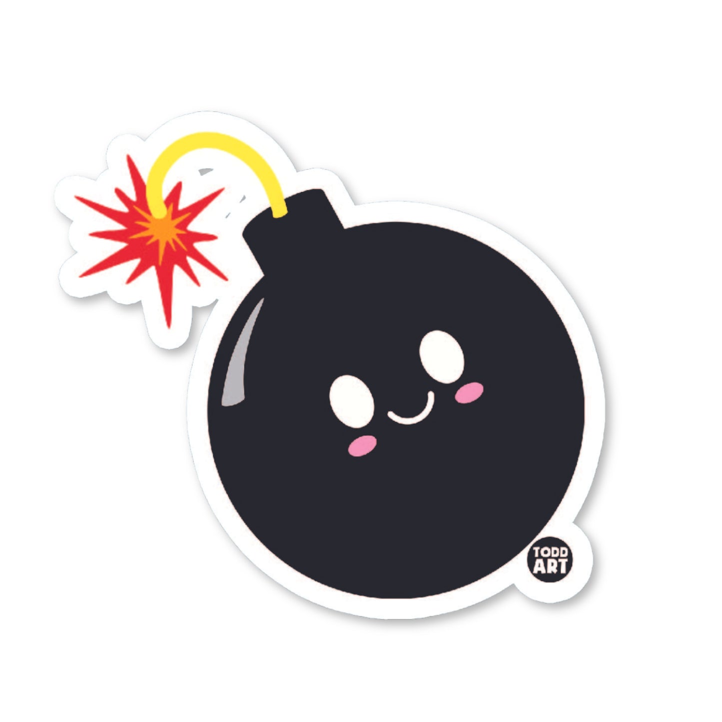 Smiling cartoon bomb with a lit fuse – fun explosive-themed sticker from Boo Boo Buddies
