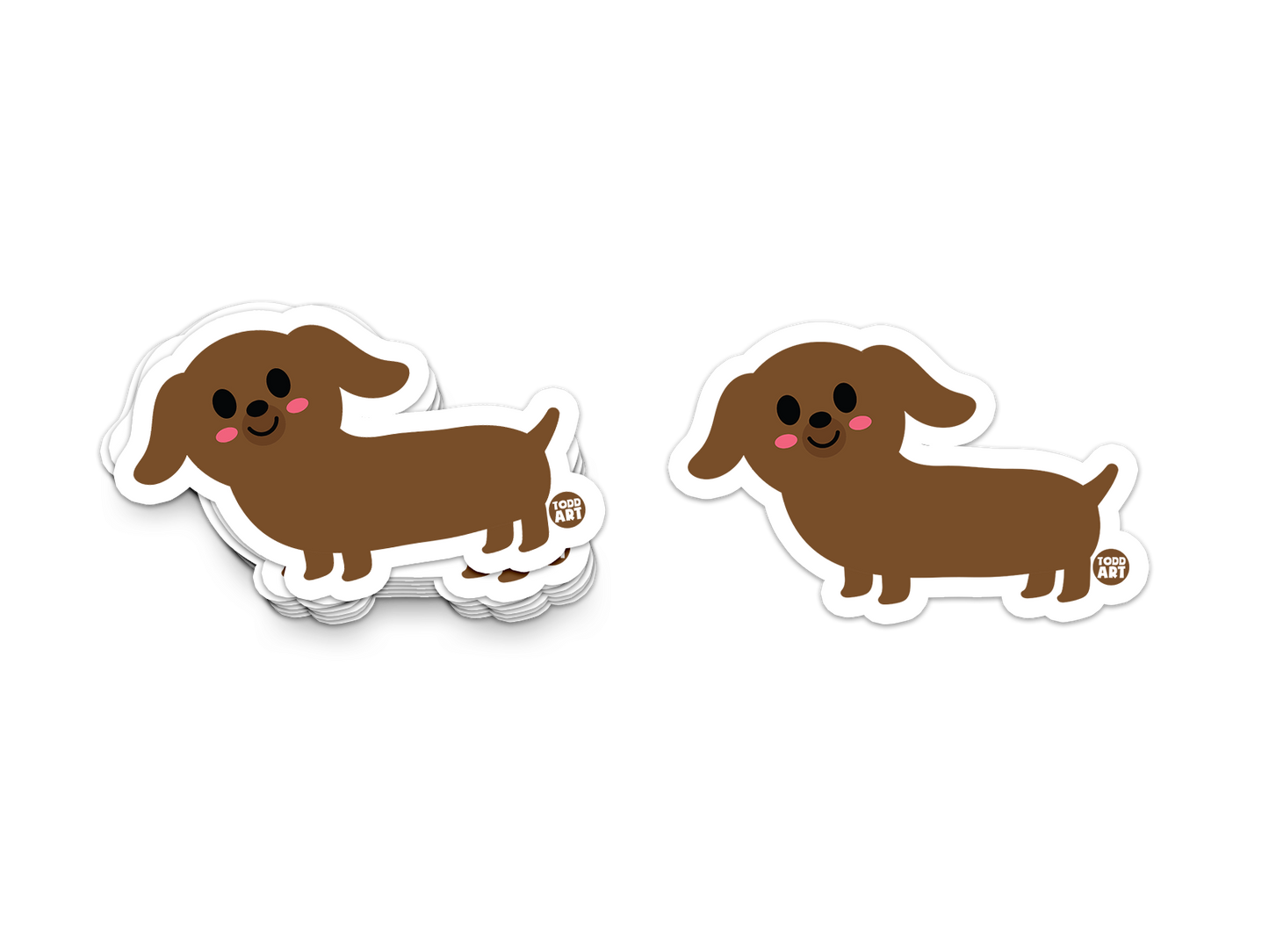 Boo Boo Buddies™ Wiener Dog Sticker – Cute Kawaii Vinyl Sticker, Waterproof Glossy 3″ Die‑Cut