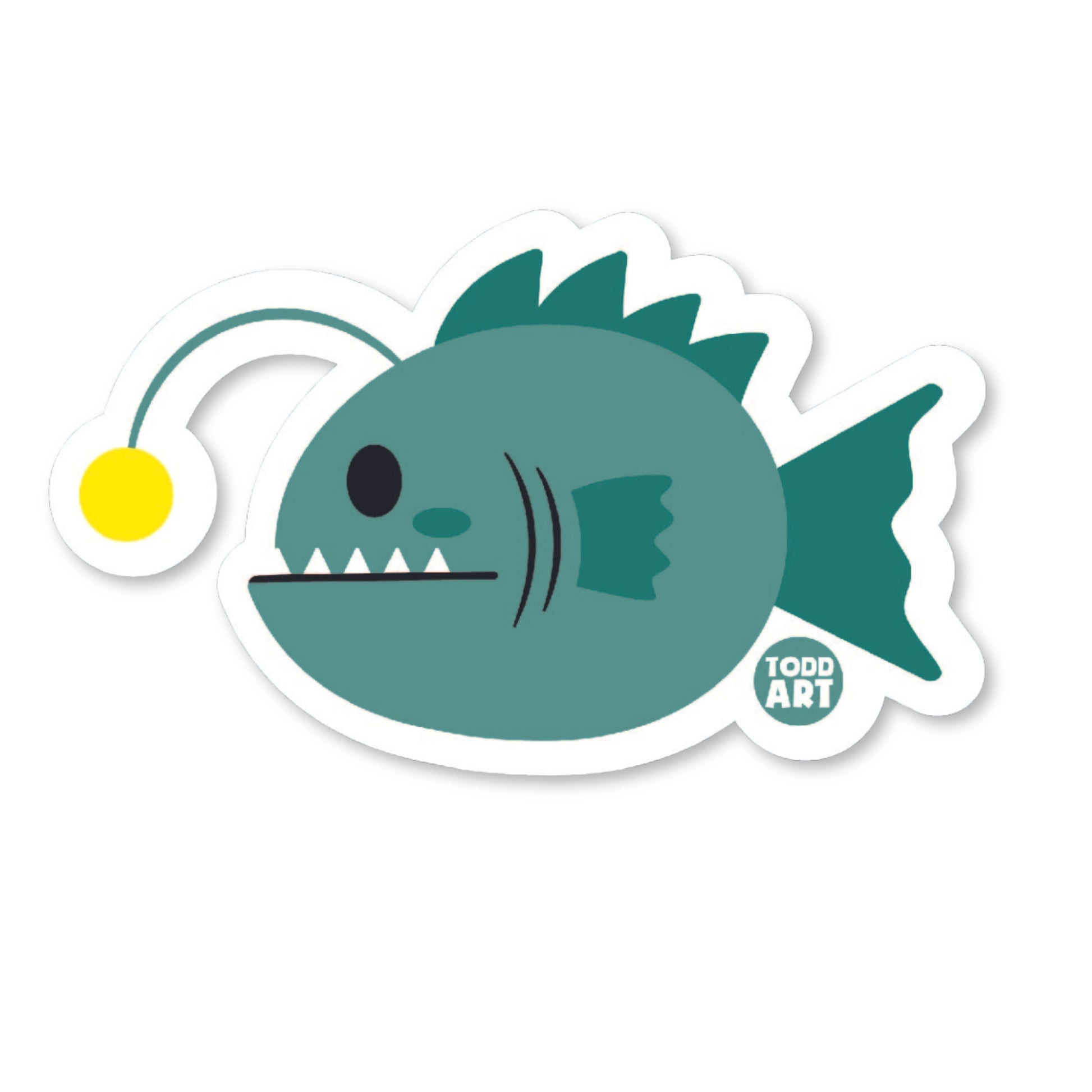 Boo Boo Buddies angler fish vinyl sticker — 3″ waterproof, UV‑resistant glossy die‑cut ideal for crafts & planners