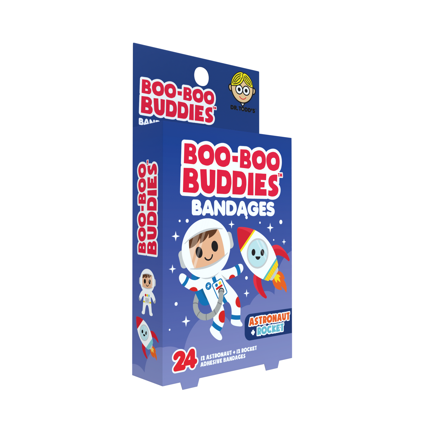 Astronaut & Rocket Bandages for Kids – Waterproof, Latex-Free, 24 Count | Dr. Todd’s Boo-Boo Buddies®