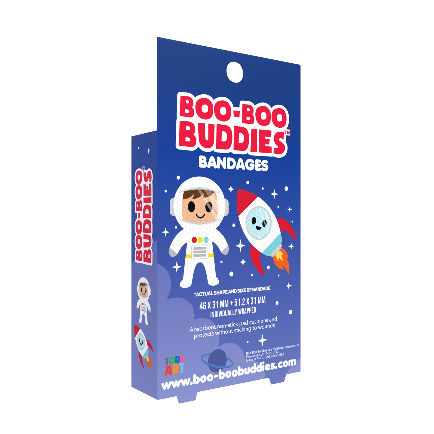 Astronaut & Rocket Bandages for Kids – Waterproof, Latex-Free, 24 Count | Dr. Todd’s Boo-Boo Buddies®