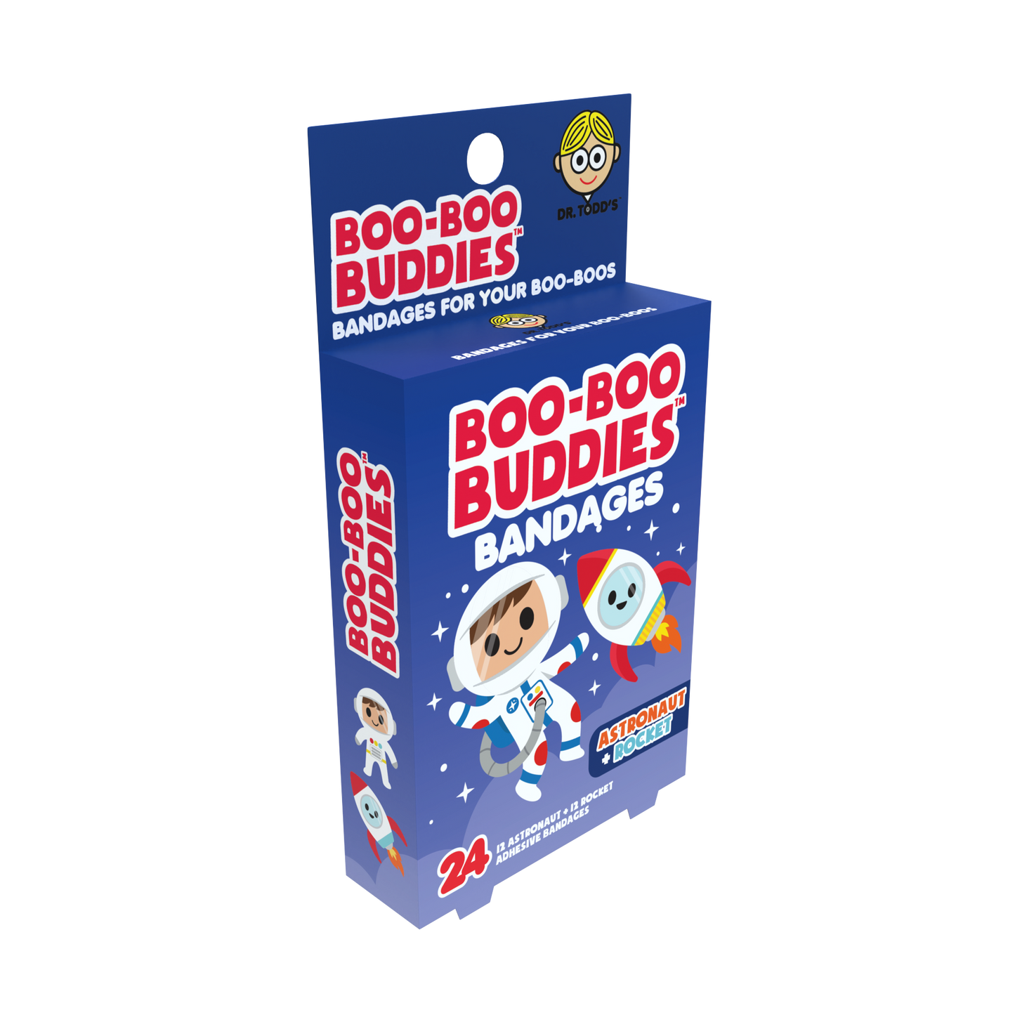 Astronaut & Rocket Bandages for Kids – Waterproof, Latex-Free, 24 Count | Dr. Todd’s Boo-Boo Buddies®