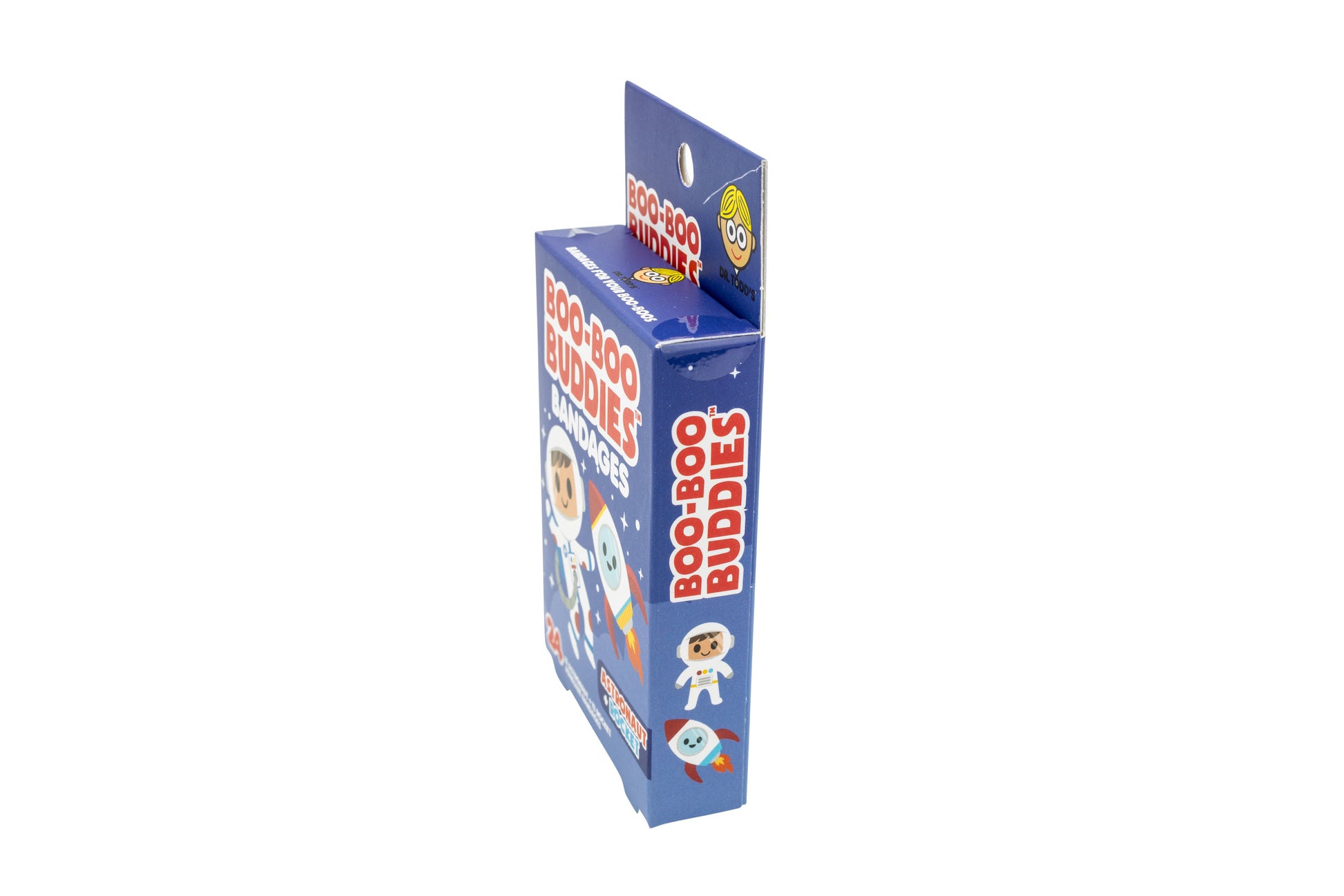 Astronaut and rocket-shaped kids bandages by Dr. Todd’s Boo-Boo Buddies – waterproof, latex-free, 24 count
