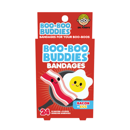 Bacon & Egg Bandages for Kids – Waterproof, Latex-Free, 24 Count