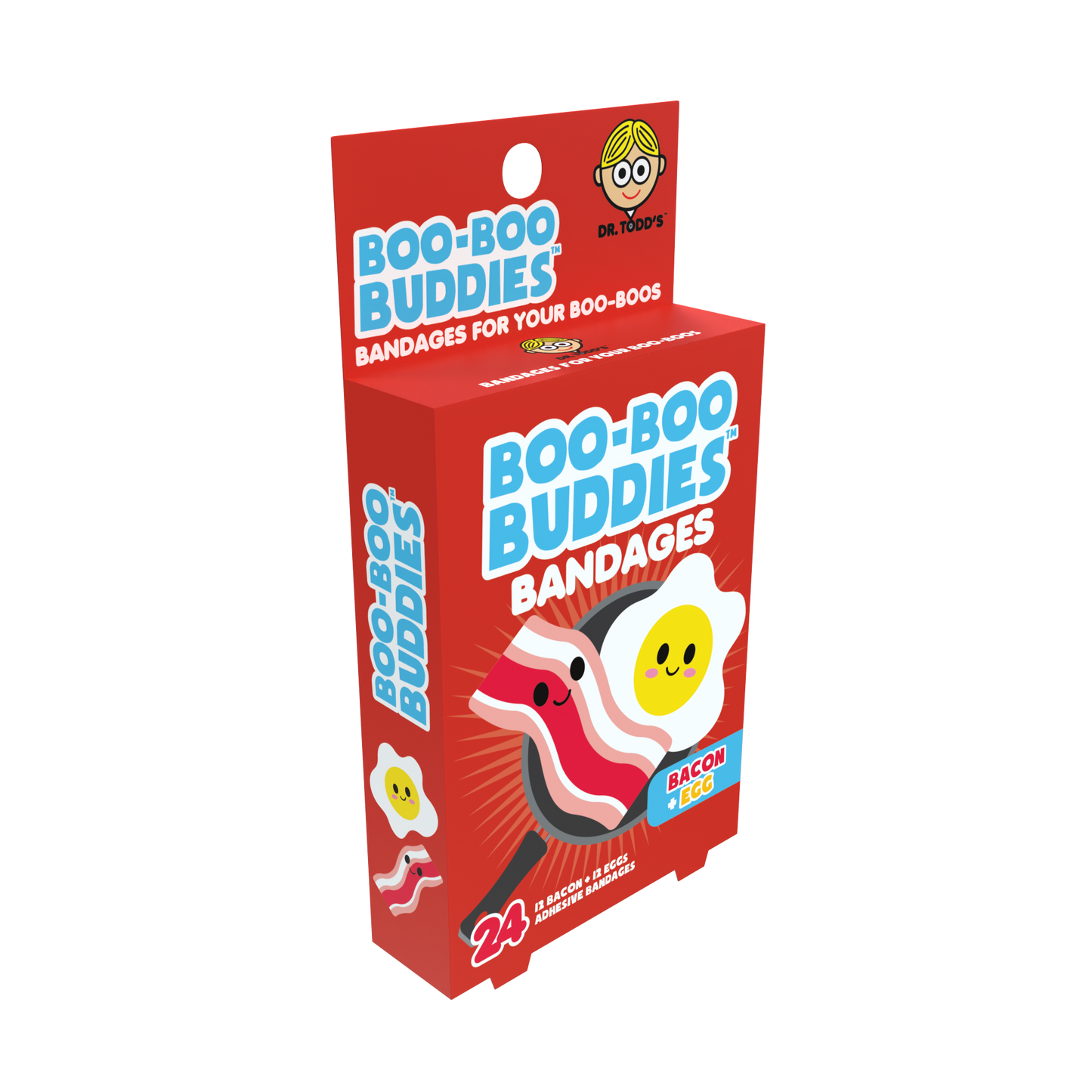 Bacon & Egg Bandages for Kids – Waterproof, Latex-Free, 24 Count | Dr. Todd’s Boo-Boo Buddies®