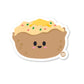 A die-cut vinyl sticker of a smiling baked potato with toppings, designed for use on various surfaces like laptops and water bottles.