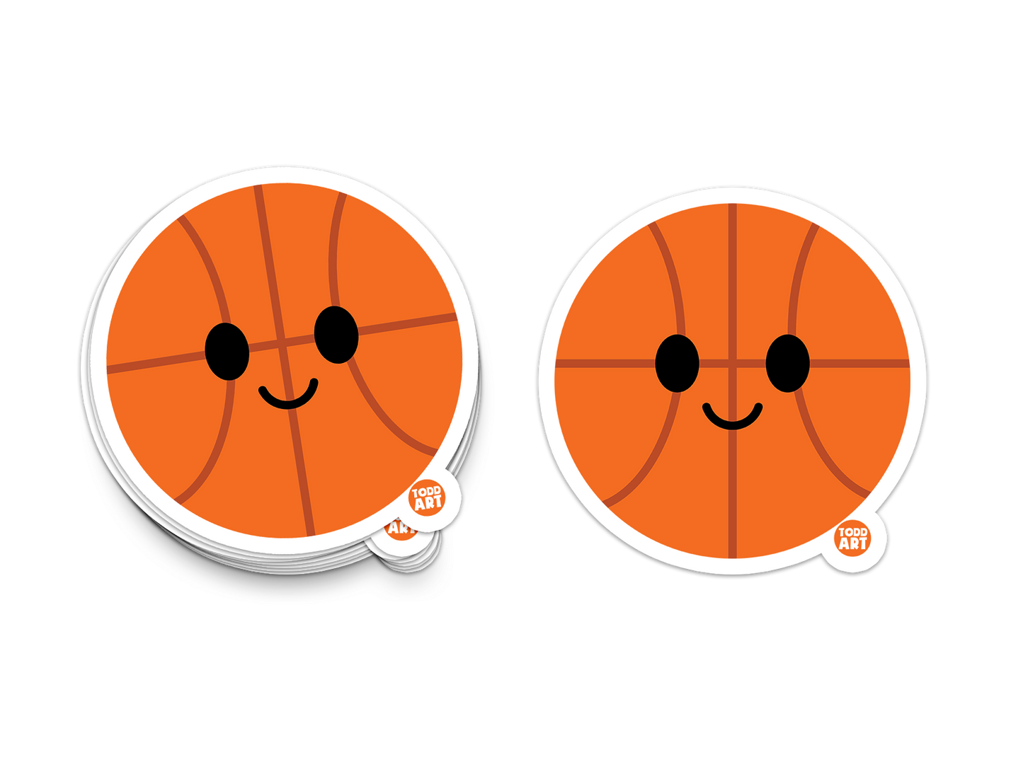 Boo Boo Buddies Basketball sticker – happy orange ball vinyl sticker for sports kits, gifts, and planners
