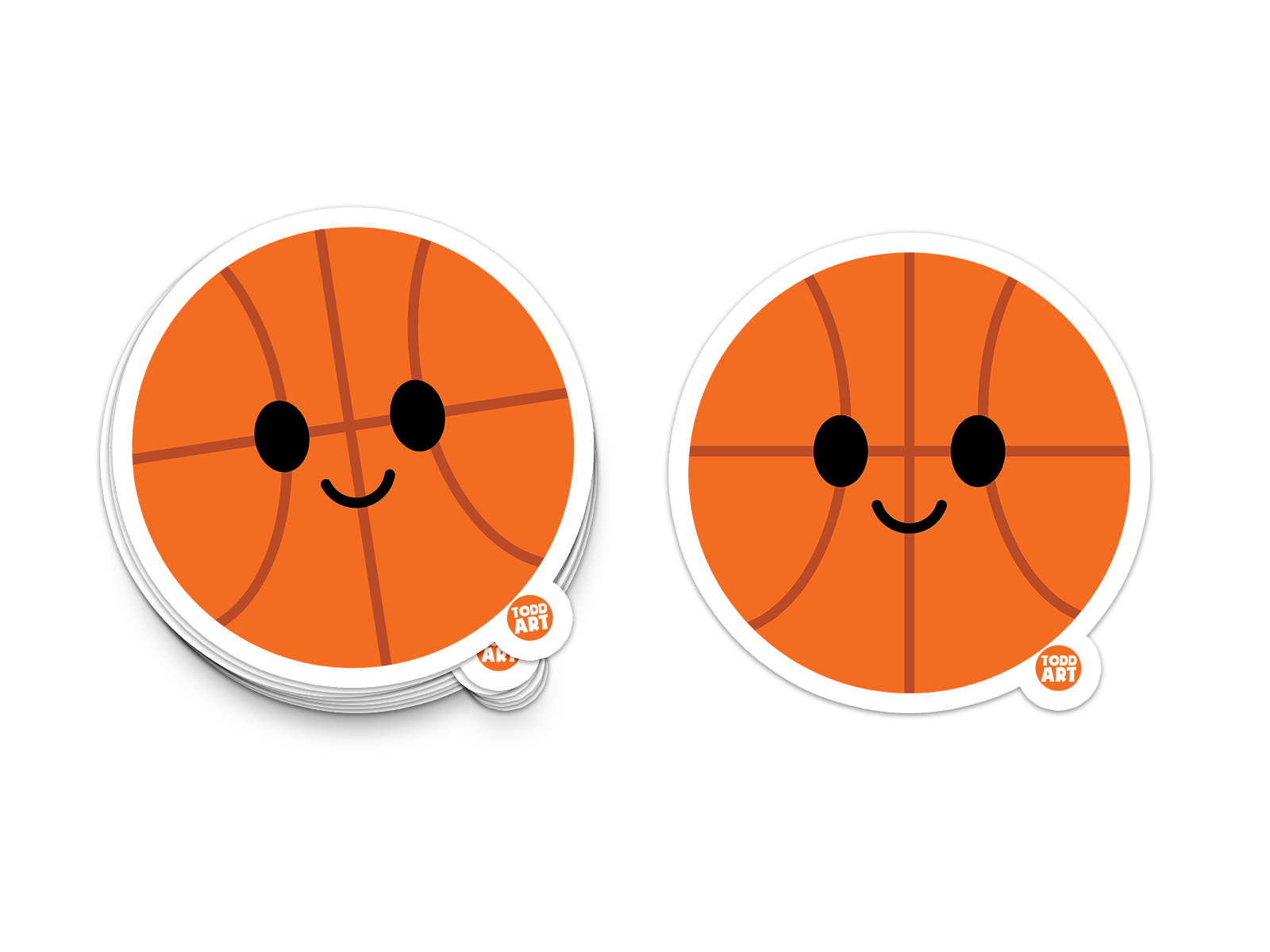 Boo Boo Buddies Basketball sticker – happy orange ball vinyl sticker for sports kits, gifts, and planners
