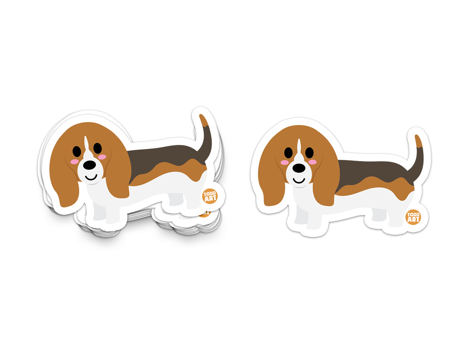 Boo Boo Buddies Basset Hound sticker – floppy-eared cartoon dog vinyl sticker for pet lovers, laptops, and scrapbooks
