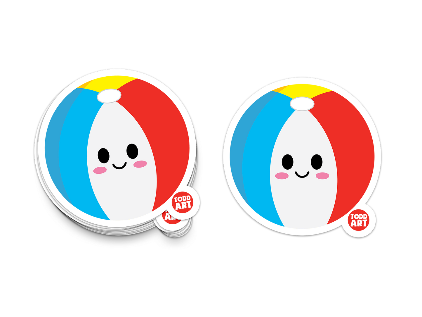 Boo Boo Buddies Beach Ball sticker – colorful beach ball vinyl sticker with a happy face for summer gear and water bottles
