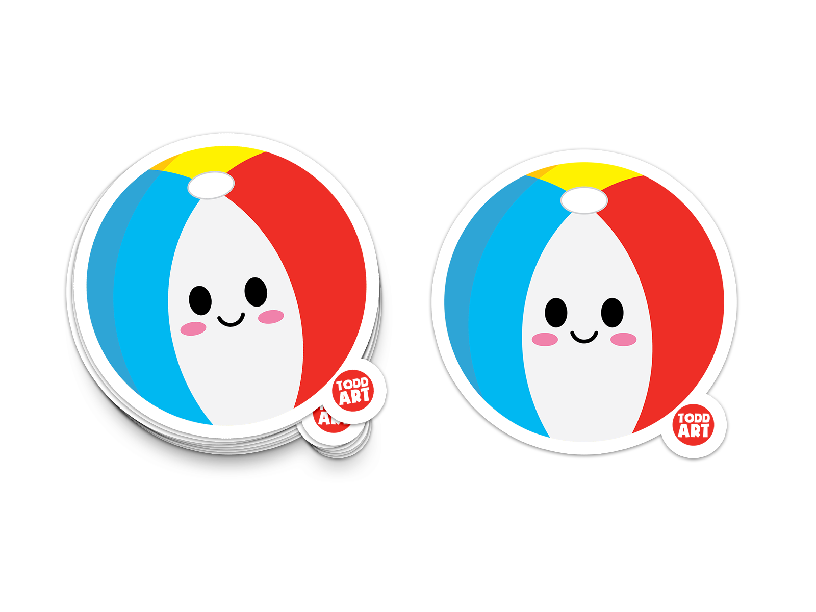 Boo Boo Buddies Beach Ball sticker – colorful beach ball vinyl sticker with a happy face for summer gear and water bottles
