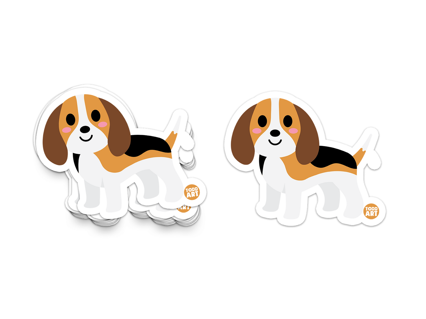 Boo Boo Buddies Beagle sticker – cute floppy-eared beagle dog vinyl sticker for pet lovers, planners, and tech
