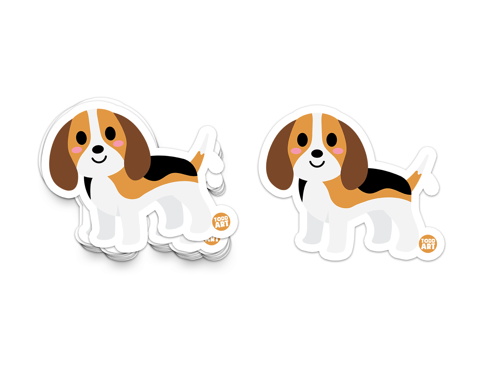Boo Boo Buddies Beagle sticker – cute floppy-eared beagle dog vinyl sticker for pet lovers, planners, and tech
