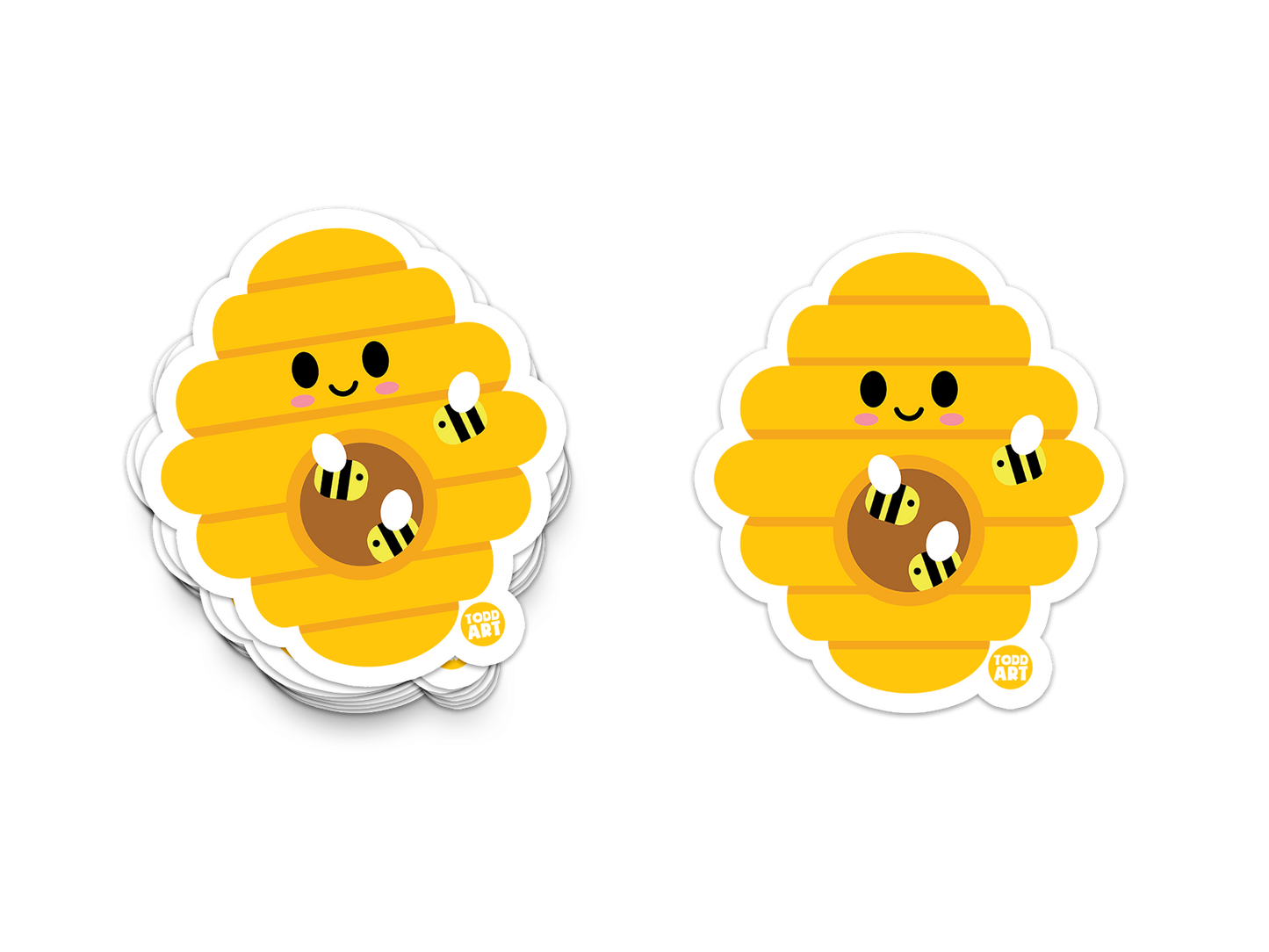 Boo Boo Buddies Beehive sticker – cute honeycomb hive vinyl sticker with tiny bees for nature kits and classroom decor
