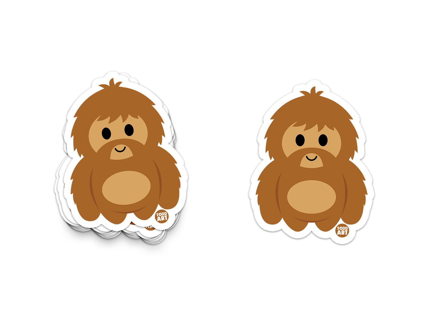 Friendly cartoon Bigfoot character with shaggy brown fur – fun cryptid sticker from Boo Boo Buddies
