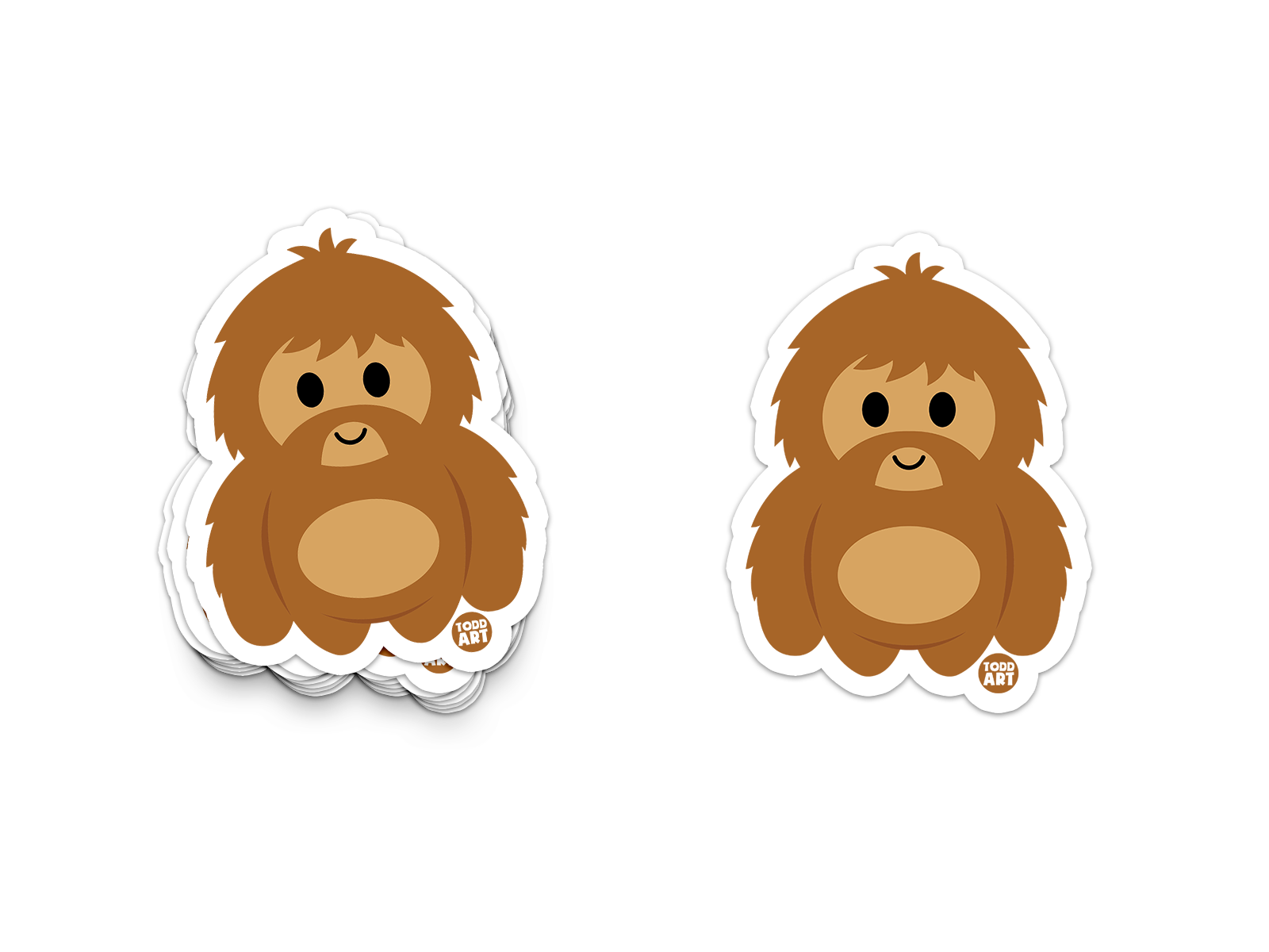 Friendly cartoon Bigfoot character with shaggy brown fur – fun cryptid sticker from Boo Boo Buddies
