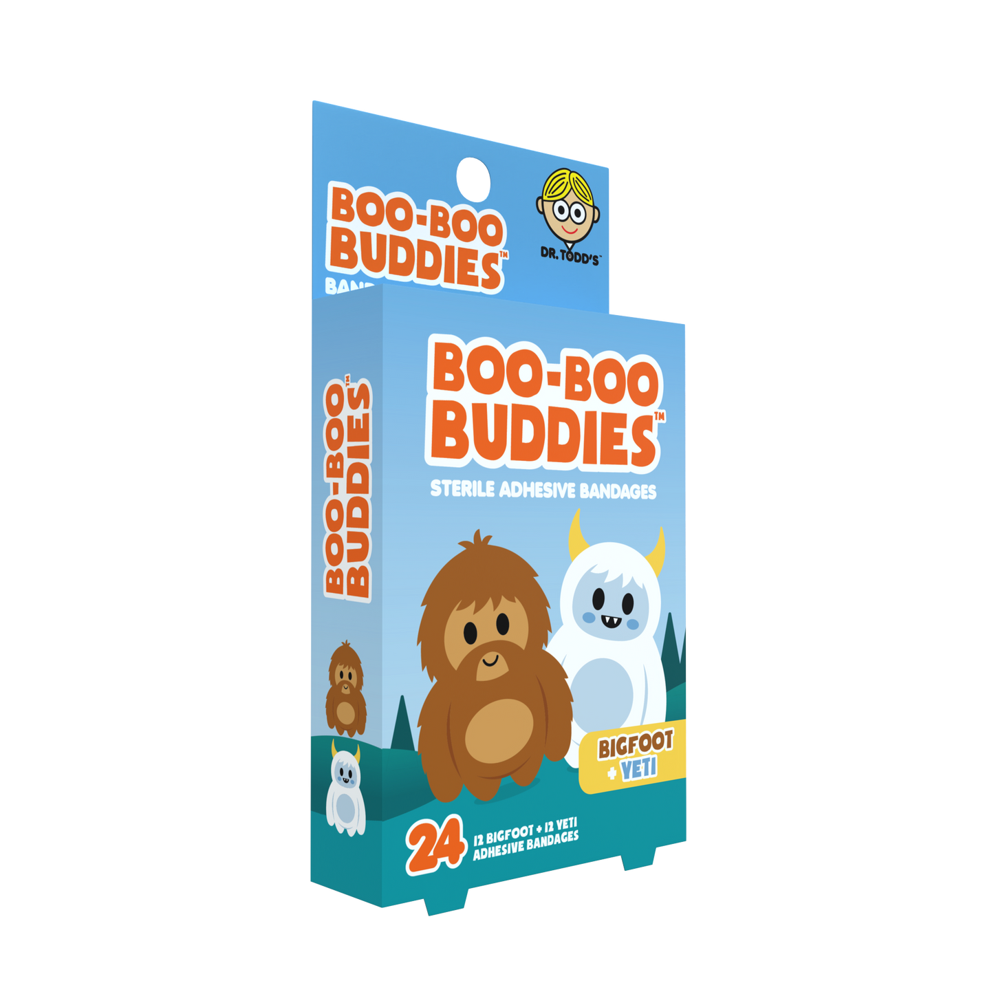 Bigfoot & Yeti Bandages for Kids – Waterproof, Latex-Free, 24 Count | Dr. Todd’s Boo-Boo Buddies