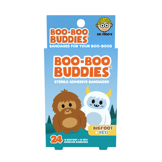 Bigfoot & Yeti Bandages for Kids – Waterproof, Latex-Free, 24 Count | Dr. Todd’s Boo-Boo Buddies