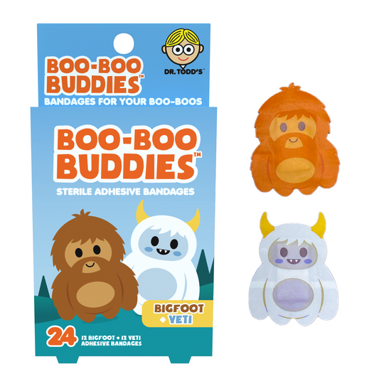 Bigfoot & Yeti Bandages for Kids – Waterproof, Latex-Free, 24 Count | Dr. Todd’s Boo-Boo Buddies