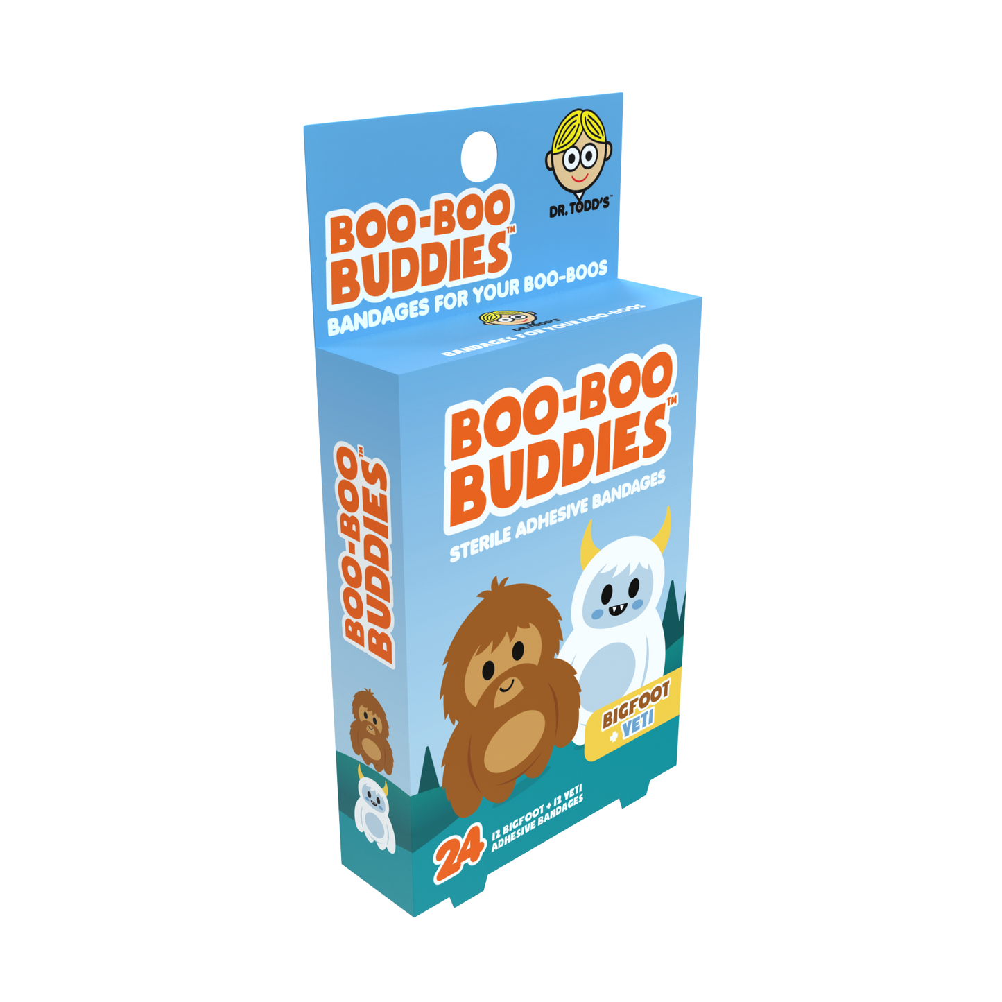 Bigfoot & Yeti Bandages for Kids – Waterproof, Latex-Free, 24 Count | Dr. Todd’s Boo-Boo Buddies