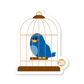 Bluebird inside a golden birdcage – charming pet sticker from Boo Boo Buddies
