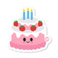 Pink birthday cake with candles and strawberries – cheerful celebration sticker from Boo Boo Buddies

