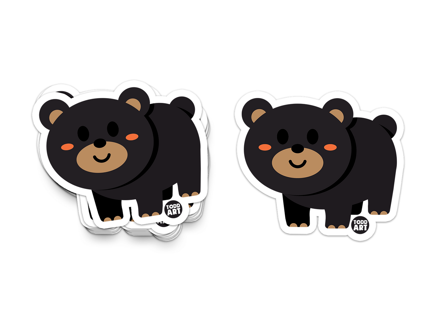 Cute black bear with rosy cheeks and tan snout – forest animal sticker from Boo Boo Buddies


