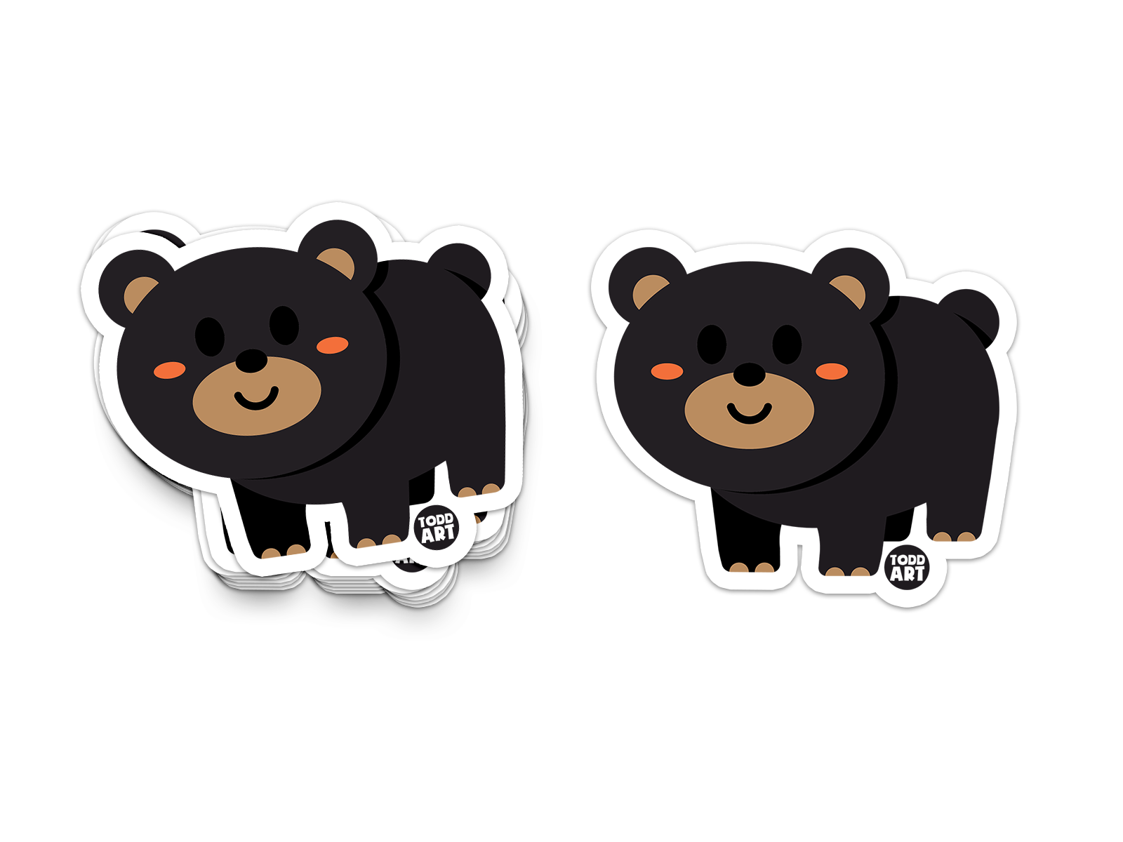 Cute black bear with rosy cheeks and tan snout – forest animal sticker from Boo Boo Buddies

