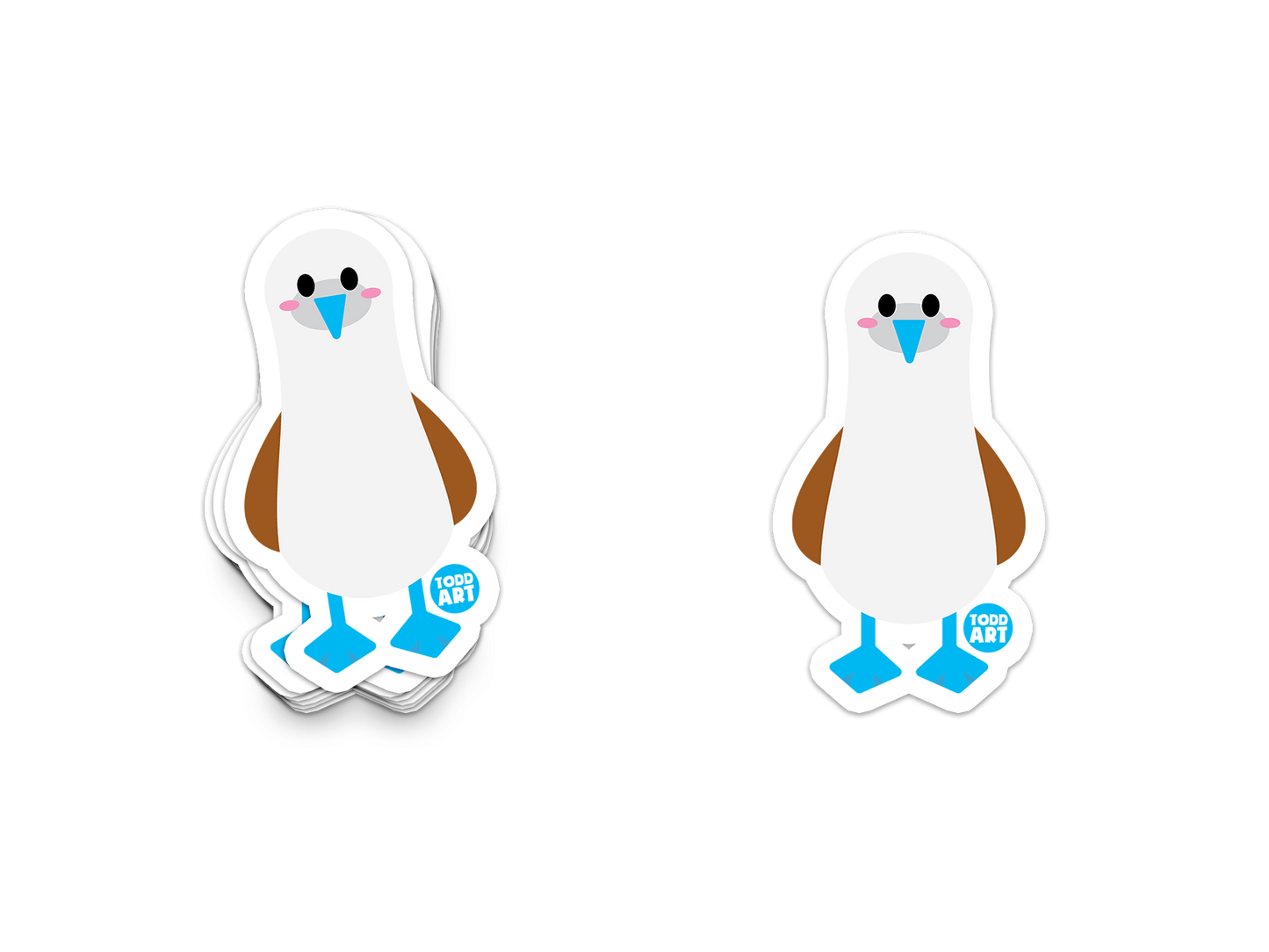 Boo Boo Buddies Blue Footed Boobie sticker – funny blue-footed bird vinyl sticker for collectors and bird nerds
