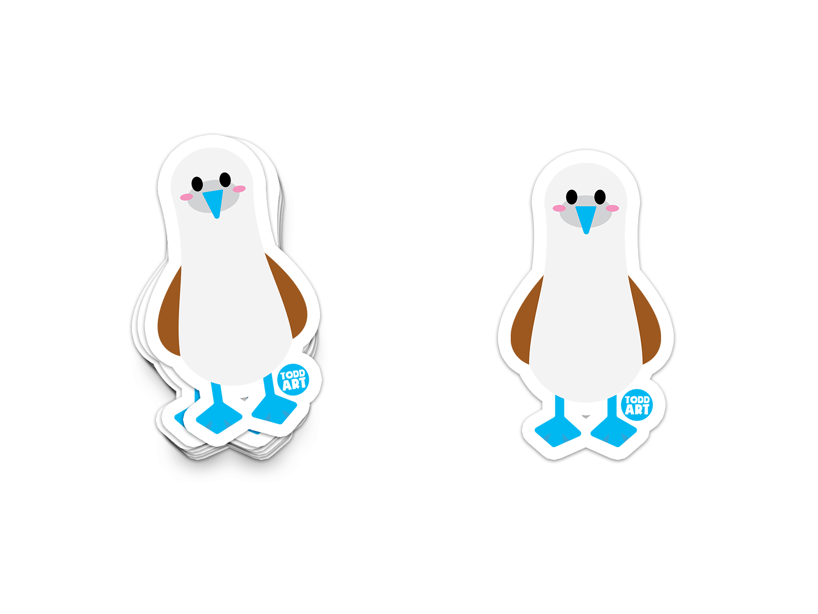 Boo Boo Buddies Blue Footed Boobie sticker – funny blue-footed bird vinyl sticker for collectors and bird nerds
