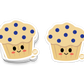 Boo Boo Buddies Blueberry Muffin sticker – smiling muffin vinyl sticker with blueberries and a happy face
